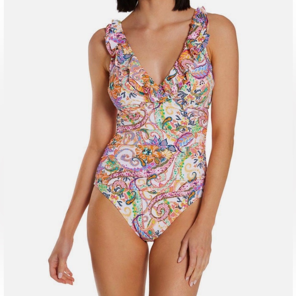 Lauren by Ralph Lauren Majestic Paisley Ruffled Underwire Tummy-Control Swimsuit - Picture 10 of 11